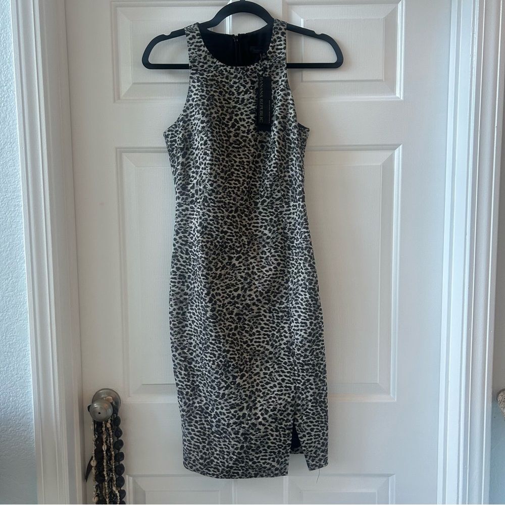 🆕 Banana Republic Metallic Snow Leopard Midi Sheath Dress